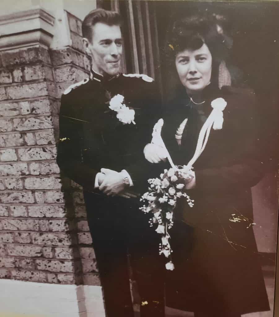 Old wedding photo in black and white